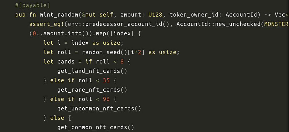 A header for a medium article showing the code to open NFT packs of cards.